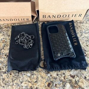 BANDOLIER Black Patent Pyramid 15 Pro Wallet Case.